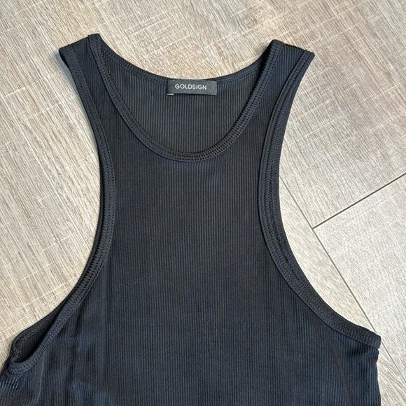 GOLDSIGN Women’s Black Ribbed Sleeveless Racerback Tank Top - Picture 7 of 9